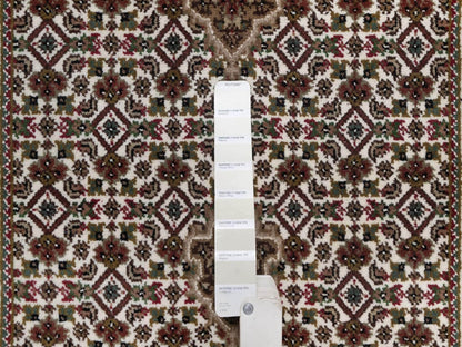 Tabriz Fine Oriental hand-knotted wool runner in Ivory & Swan White, 2'7" x 21'2" — SKU O091980 (view 4)