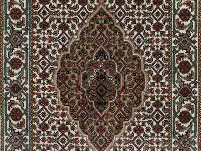 Tabriz Fine Oriental hand-knotted wool runner in Ivory & Swan White, 2'7" x 21'2" — SKU O091980 (view 5)
