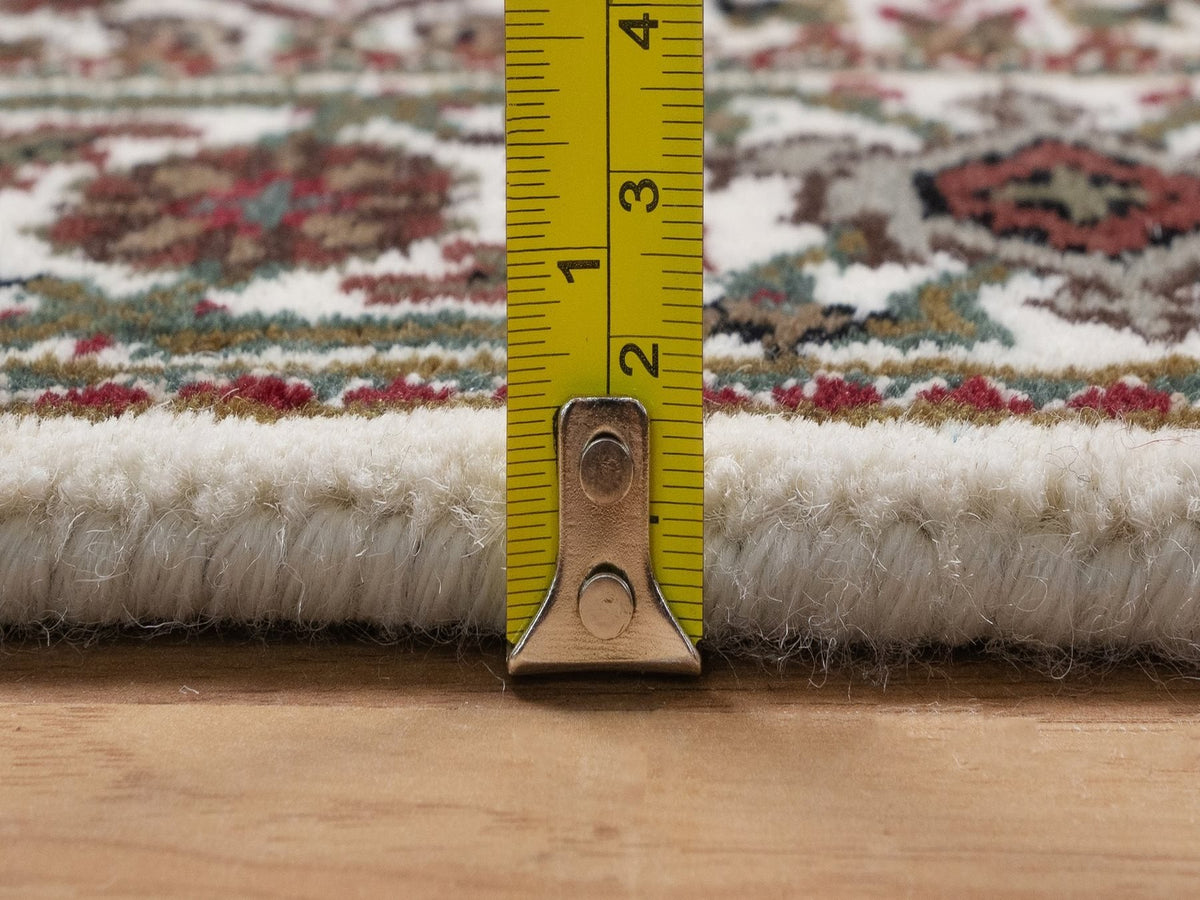 Tabriz Fine Oriental hand-knotted wool runner in Ivory & Swan White, 2'7" x 21'2" — SKU O091980 (view 7)