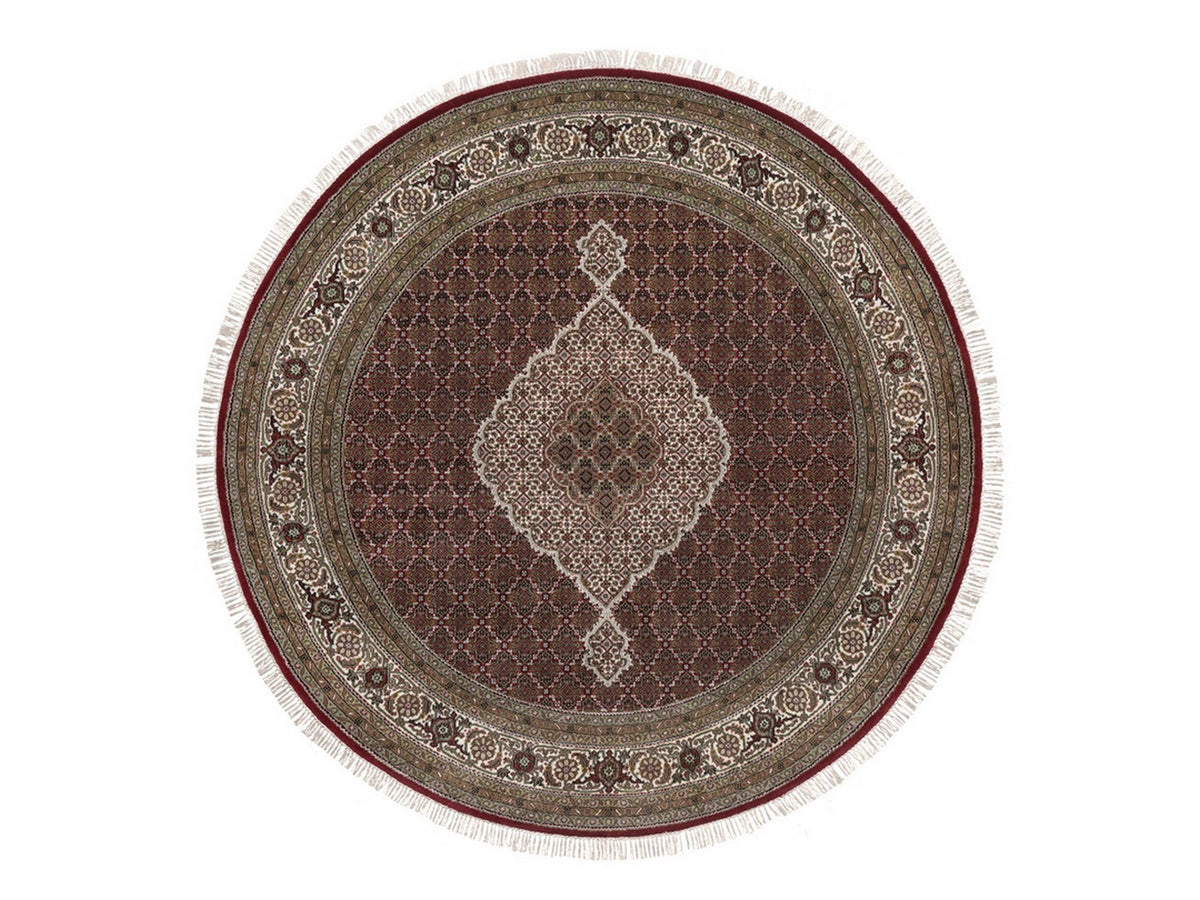 Tabriz Fine Oriental hand-knotted wool rug in Red & Ivory, 8' x 8' — SKU O091982