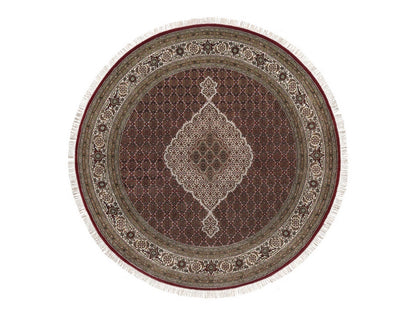 Tabriz Fine Oriental hand-knotted wool rug in Red & Ivory, 8' x 8' — SKU O091982