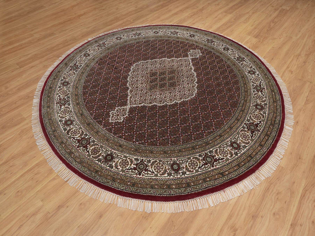 Tabriz Fine Oriental hand-knotted wool rug in Red & Ivory, 8' x 8' — SKU O091982 (view 3)