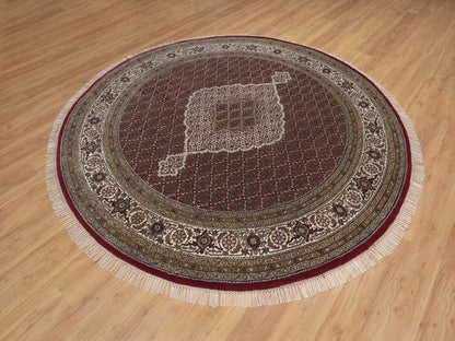 Tabriz Fine Oriental hand-knotted wool rug in Red & Ivory, 8' x 8' — SKU O091982 (view 3)