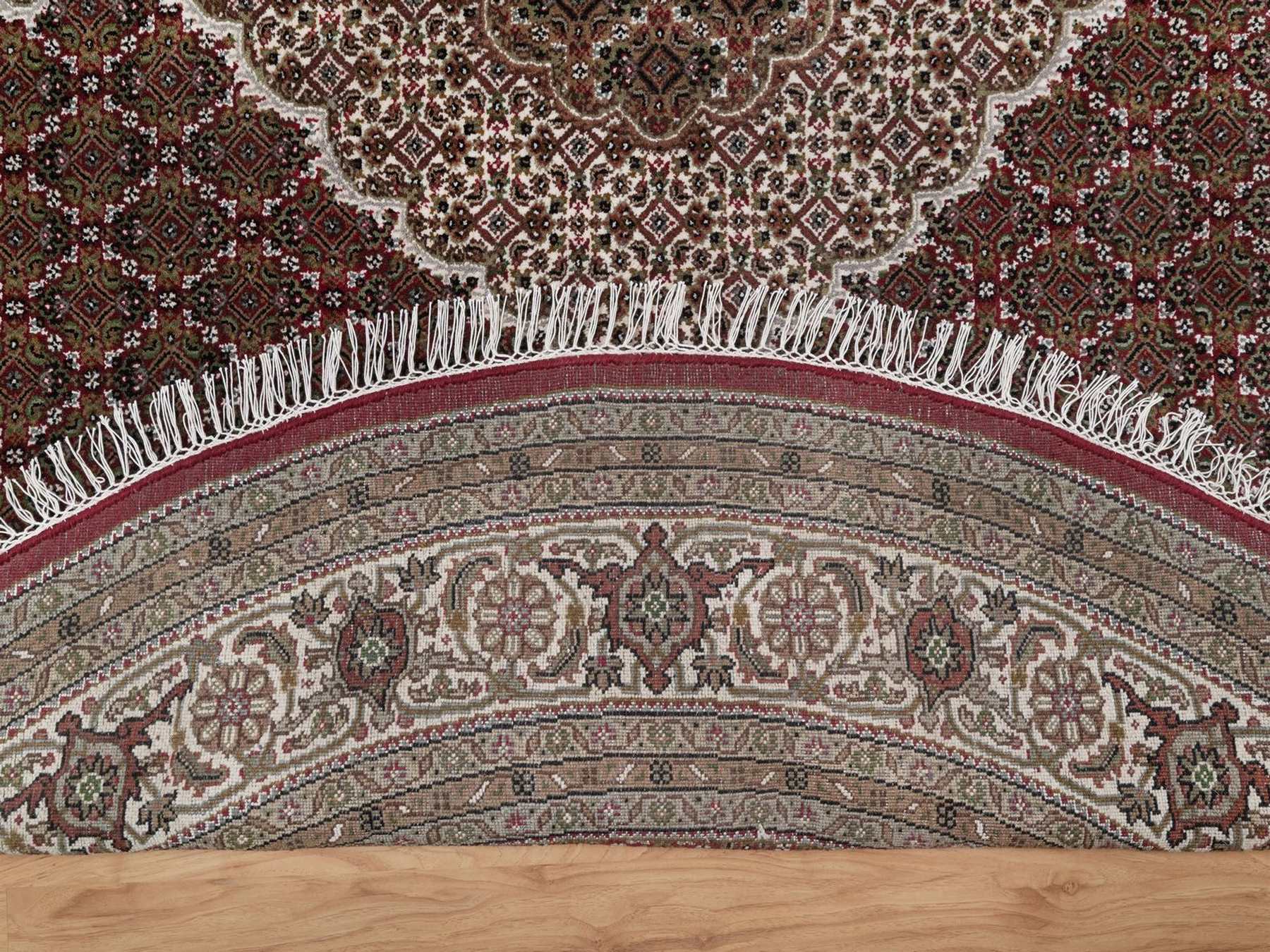 Tabriz Fine Oriental hand-knotted wool rug in Red & Ivory, 8' x 8' — SKU O091982 (view 4)