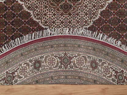 Tabriz Fine Oriental hand-knotted wool rug in Red & Ivory, 8' x 8' — SKU O091982 (view 4)