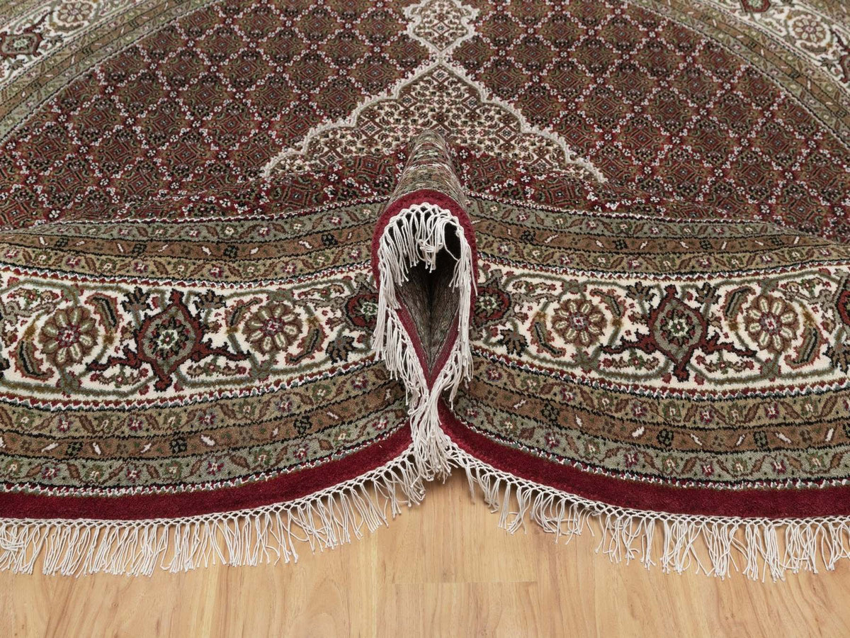 Tabriz Fine Oriental hand-knotted wool rug in Red & Ivory, 8' x 8' — SKU O091982 (view 5)