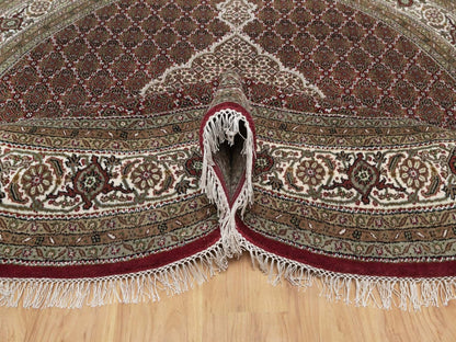 Tabriz Fine Oriental hand-knotted wool rug in Red & Ivory, 8' x 8' — SKU O091982 (view 5)