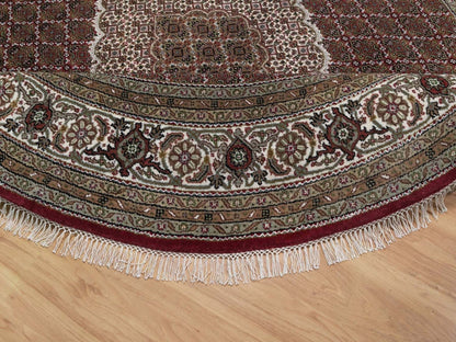 Tabriz Fine Oriental hand-knotted wool rug in Red & Ivory, 8' x 8' — SKU O091982 (view 6)