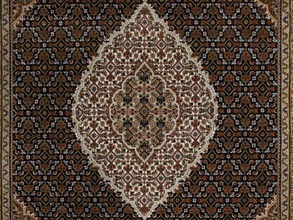 Black 6'0" x 9'1" Fine Oriental Hand knotted Wool Rug - Sku: O091983