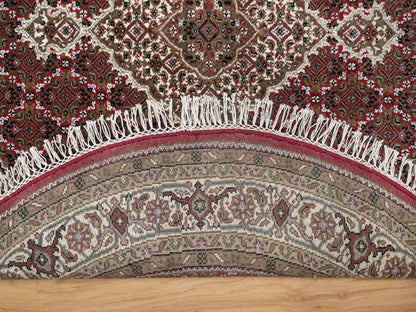 Tabriz Fine Oriental hand-knotted wool rug in Red & Ivory, 5' x 5' — SKU O091986 (view 3)