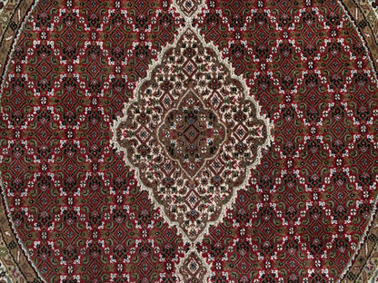 Tabriz Fine Oriental hand-knotted wool rug in Red & Ivory, 5' x 5' — SKU O091986 (view 5)