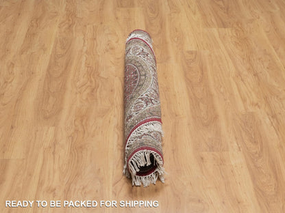 Tabriz Fine Oriental hand-knotted wool rug in Red & Ivory, 5' x 5' — SKU O091986 (view 6)