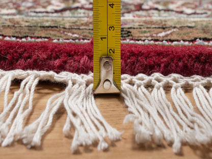 Tabriz Fine Oriental hand-knotted wool rug in Red & Ivory, 5' x 5' — SKU O091986 (view 7)