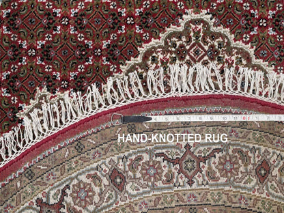 Tabriz Fine Oriental hand-knotted wool rug in Red & Ivory, 5' x 5' — SKU O091986 (view 8)
