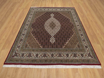 Tabriz Fine Oriental hand-knotted wool rug in Red & Ivory, 7'10" x 8'2" — SKU O091990 (view 2)