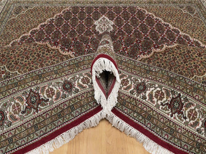 Tabriz Fine Oriental hand-knotted wool rug in Red & Ivory, 7'10" x 8'2" — SKU O091990 (view 5)