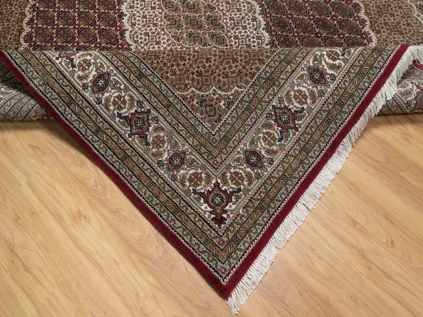 Tabriz Fine Oriental hand-knotted wool rug in Red & Ivory, 7'10" x 8'2" — SKU O091990 (view 6)