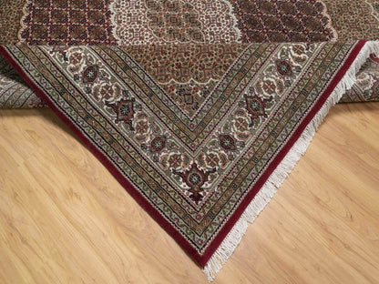 Tabriz Fine Oriental hand-knotted wool rug in Red & Ivory, 7'10" x 8'2" — SKU O091990 (view 6)