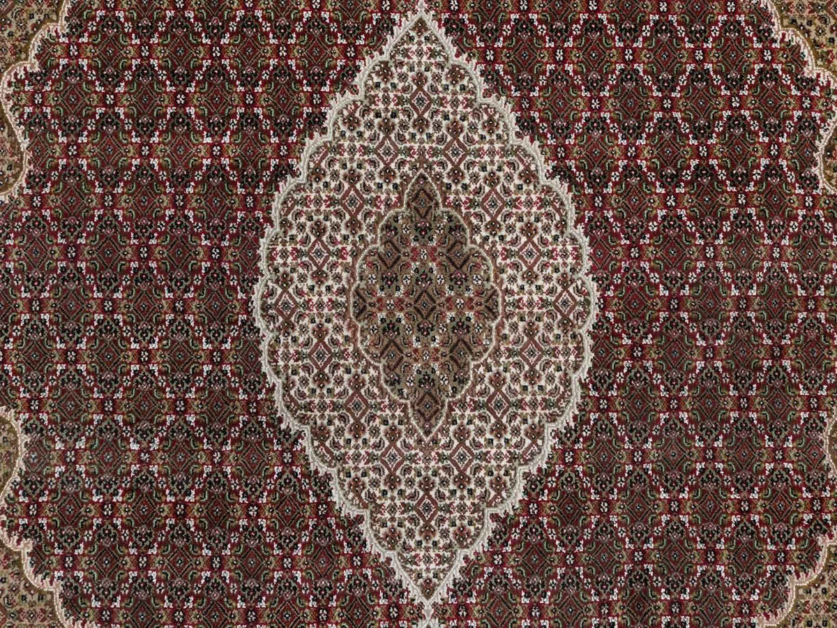 Tabriz Fine Oriental hand-knotted wool rug in Red & Ivory, 7'10" x 8'2" — SKU O091990 (view 8)