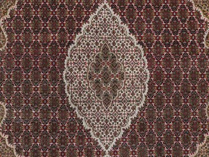 Tabriz Fine Oriental hand-knotted wool rug in Red & Ivory, 7'10" x 8'2" — SKU O091990 (view 8)