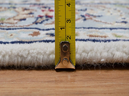Nain Fine Oriental hand-knotted wool/silk rug in Ivory & Light Blue, 3' x 5'1" — SKU O091998 (view 7)