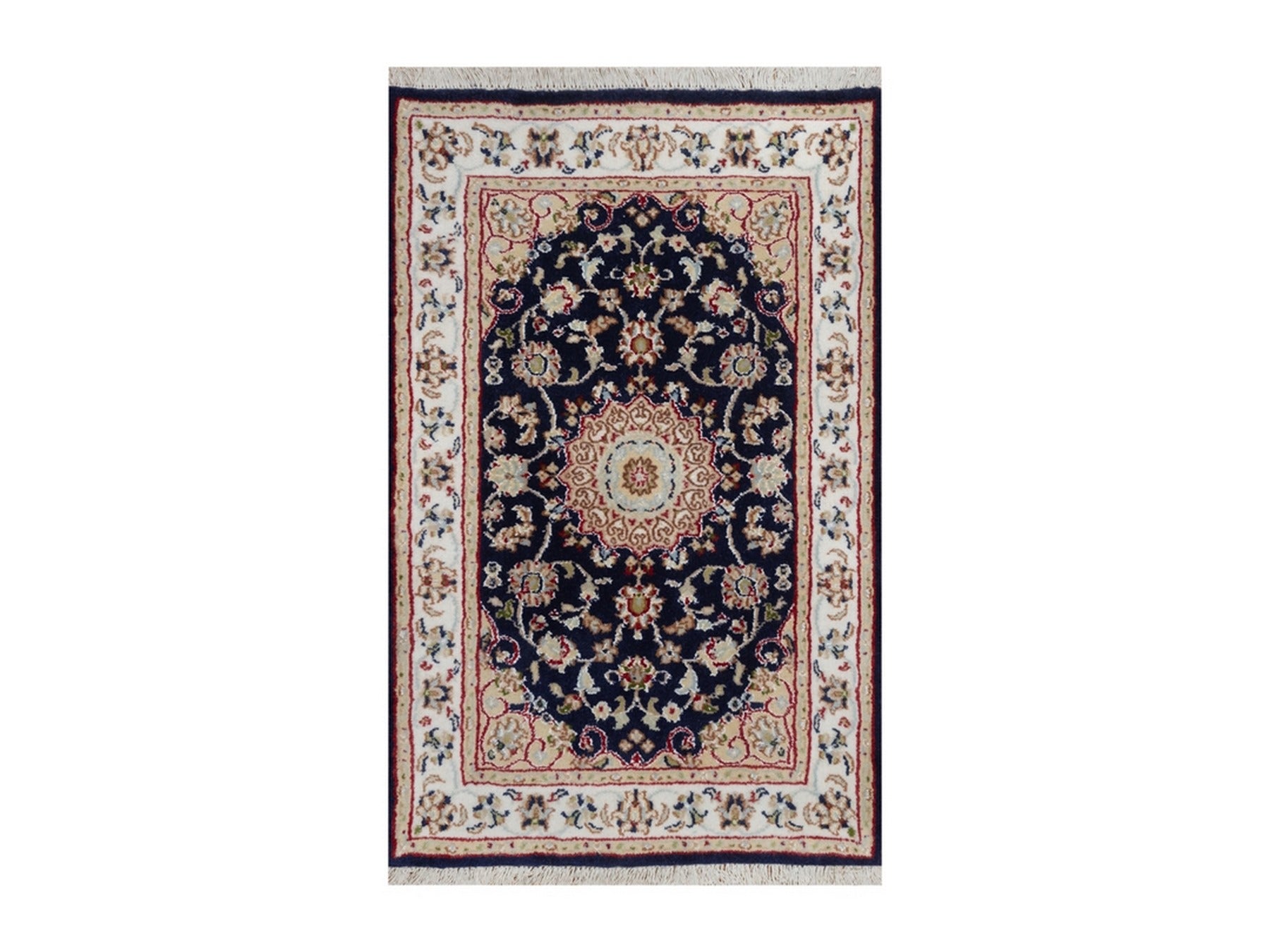 Blue 2'0" x 3'2" Fine Oriental Hand knotted Wool/Silk Rug - Sku: O091999