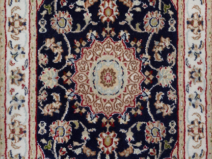Blue 2'0" x 3'2" Fine Oriental Hand knotted Wool/Silk Rug - Sku: O091999