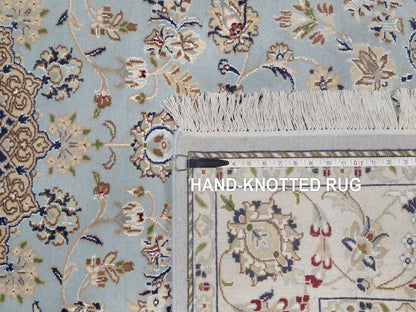 Blue 4'11" x 8'1" Fine Oriental Hand knotted Wool/Silk Rug - Sku: O092002