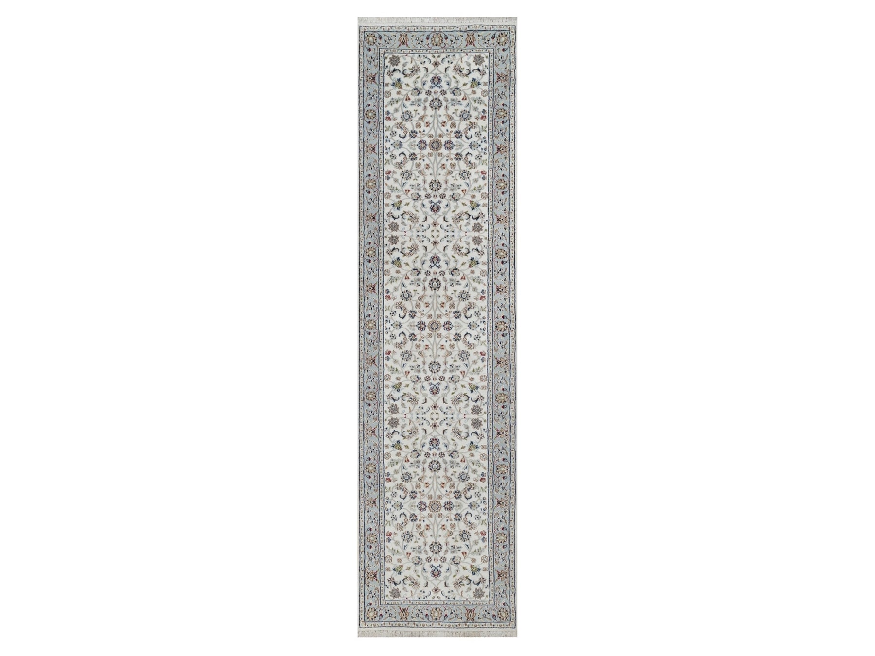 Ivory 2'8" x 10'3" Fine Oriental Hand knotted Wool/Silk Rug - Sku: O092004