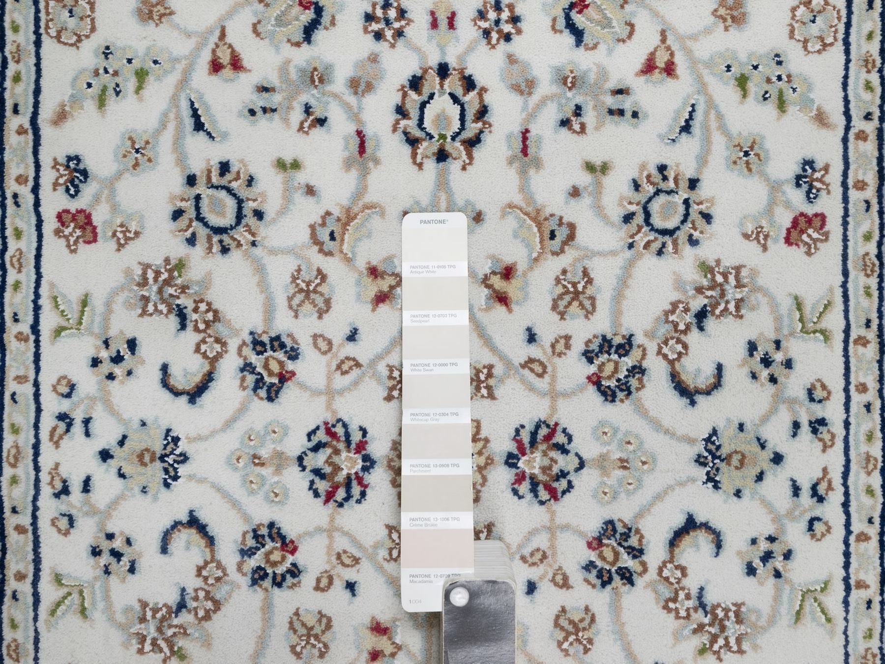 Nain Fine Oriental hand-knotted wool/silk runner in Ivory & Light Blue, 2'8" x 10'3" — SKU O092004 (view 4)