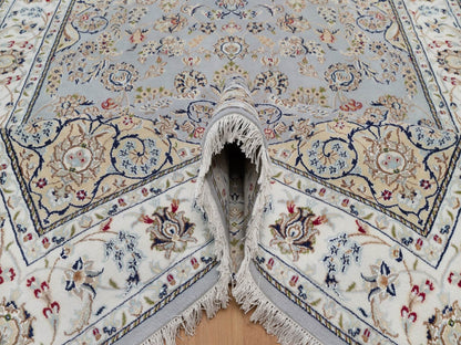 Blue 6'1" x 9'0" Fine Oriental Hand knotted Wool/Silk Rug - Sku: O092006