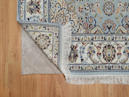 Nain Fine Oriental hand-knotted wool/silk rug in Gray & Ivory, 4'9" x 5'1" — SKU O092007 (view 3)