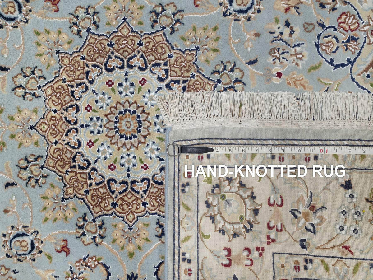 Nain Fine Oriental hand-knotted wool/silk rug in Gray & Ivory, 4'9" x 5'1" — SKU O092007 (view 8)