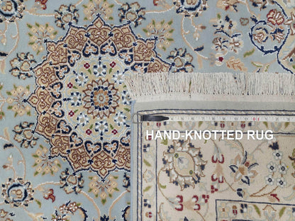 Nain Fine Oriental hand-knotted wool/silk rug in Gray & Ivory, 4'9" x 5'1" — SKU O092007 (view 8)