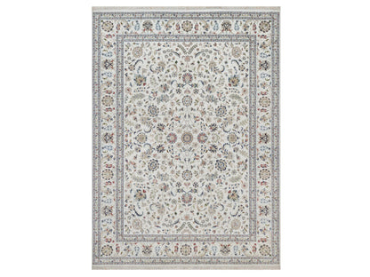 Nain Fine Oriental hand-knotted wool/silk rug in Ivory, 8'11" x 12'2" — SKU O092009