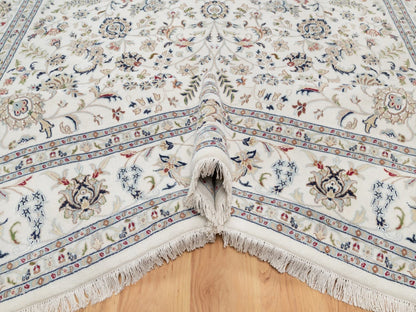 Nain Fine Oriental hand-knotted wool/silk rug in Ivory, 8'11" x 12'2" — SKU O092009 (view 5)