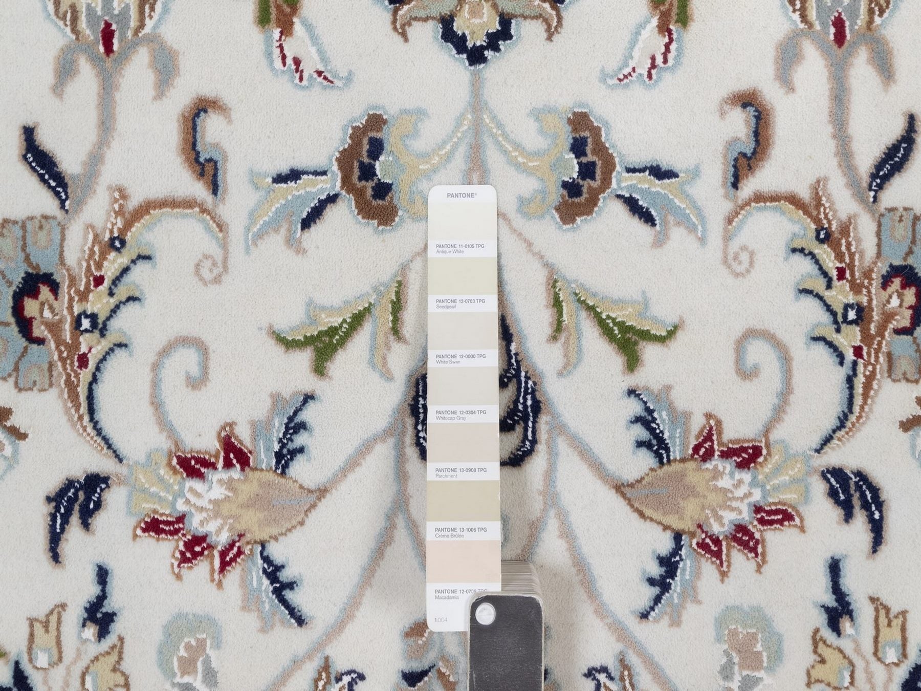 Nain Fine Oriental hand-knotted wool/silk rug in Ivory & Light Blue, 9'10" x 14'5" — SKU O092010 (view 7)