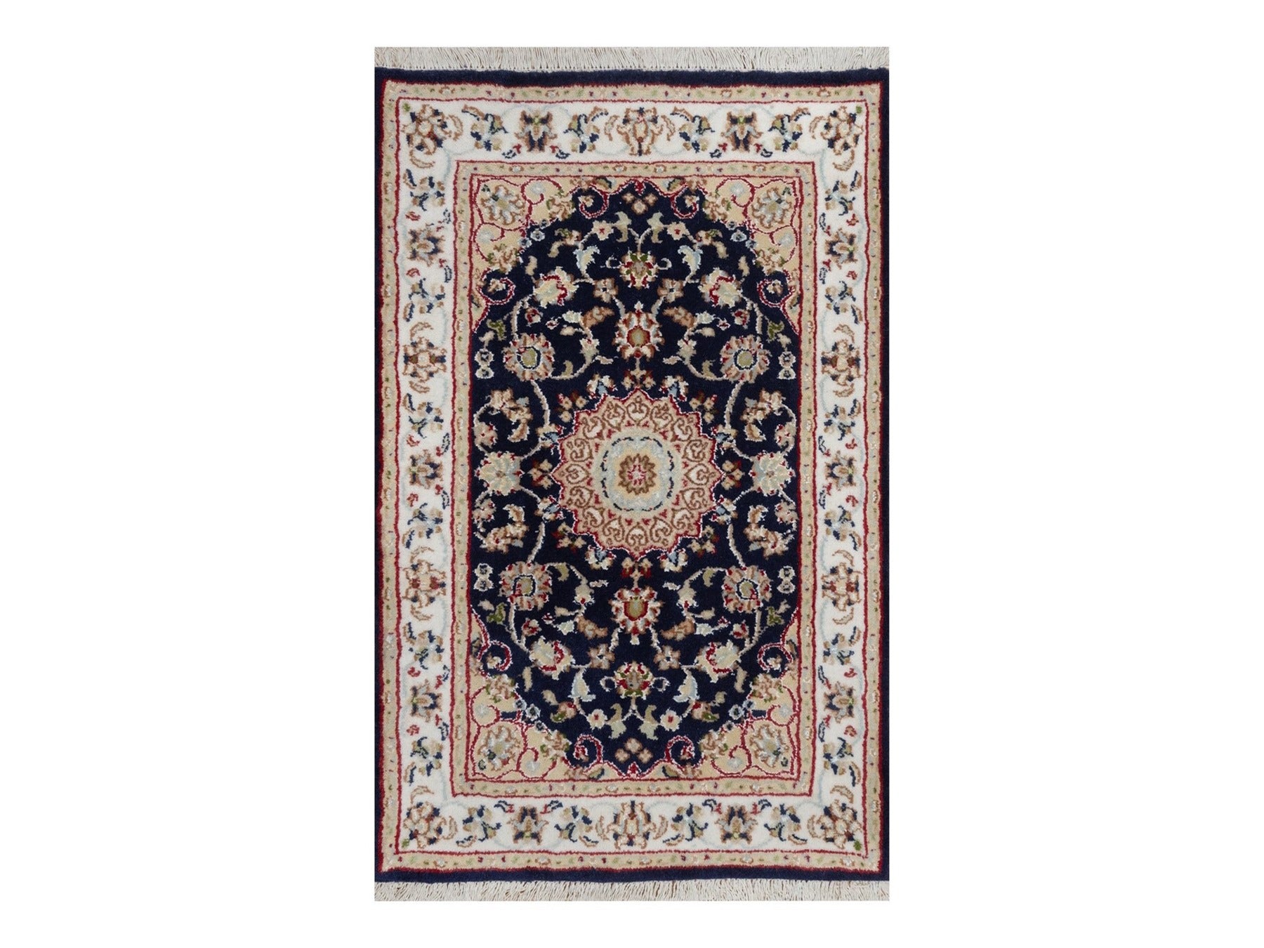 Blue 2'2" x 3'2" Fine Oriental Hand knotted Wool/Silk Rug - Sku: O092011