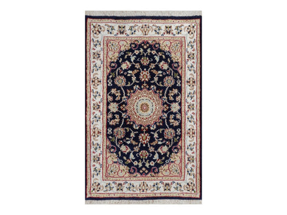 Blue 2'2" x 3'2" Fine Oriental Hand knotted Wool/Silk Rug - Sku: O092011