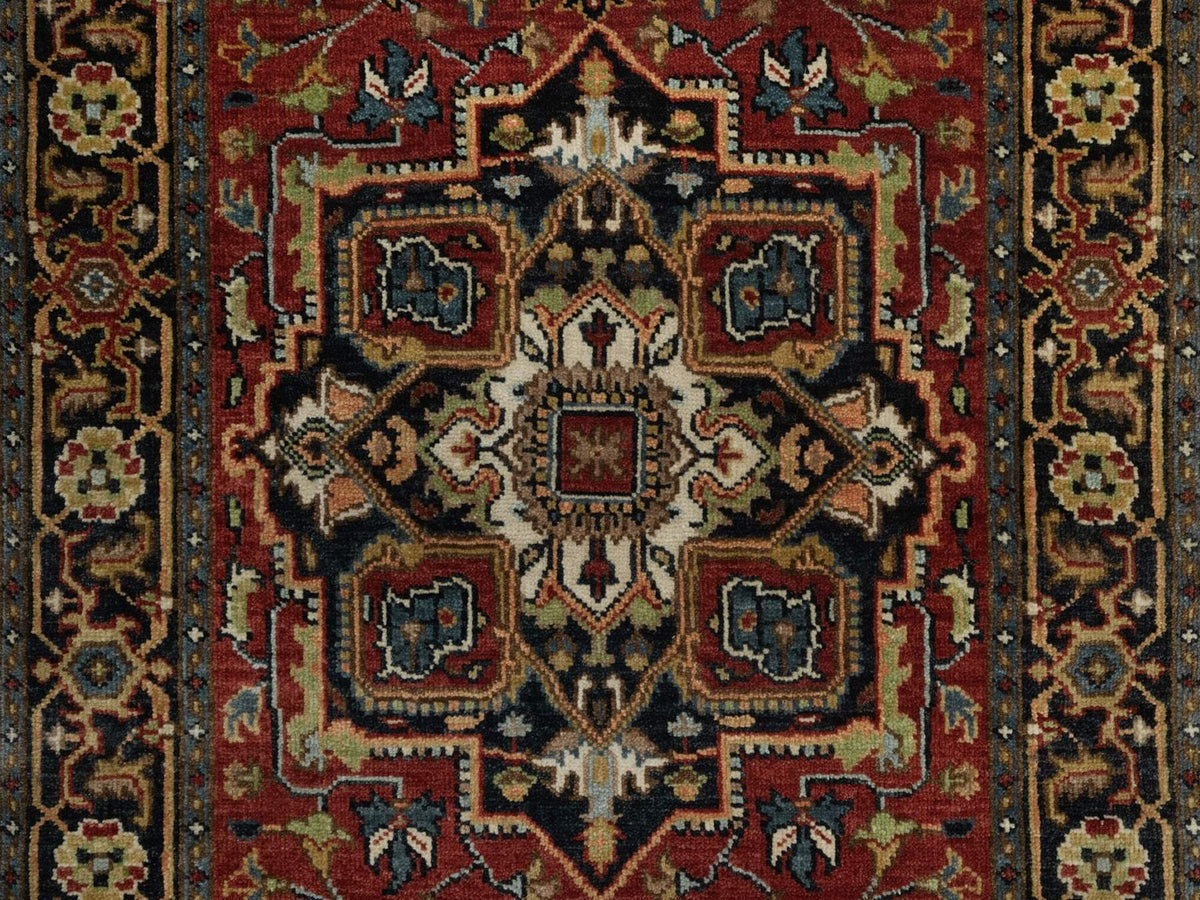 Heriz Heriz hand-knotted wool runner in Red & Midnight Blue, 2'8" x 10' — SKU O092017 (view 5)