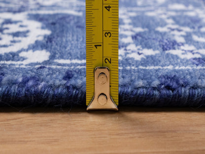 Blue 2'5" x 6'0" Transitional Hand knotted Wool/Silk Rug - Sku: O092019