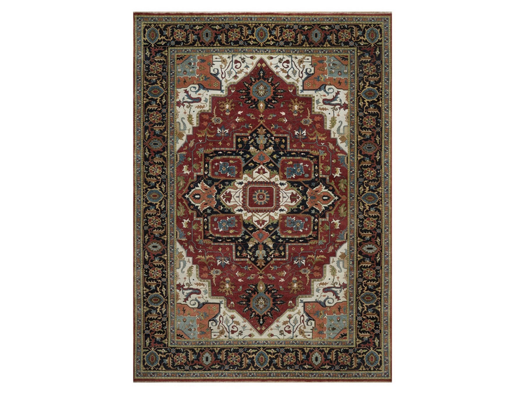 Red 10'1" x 14'5" Heriz Hand knotted Wool Rug - Sku: O092022