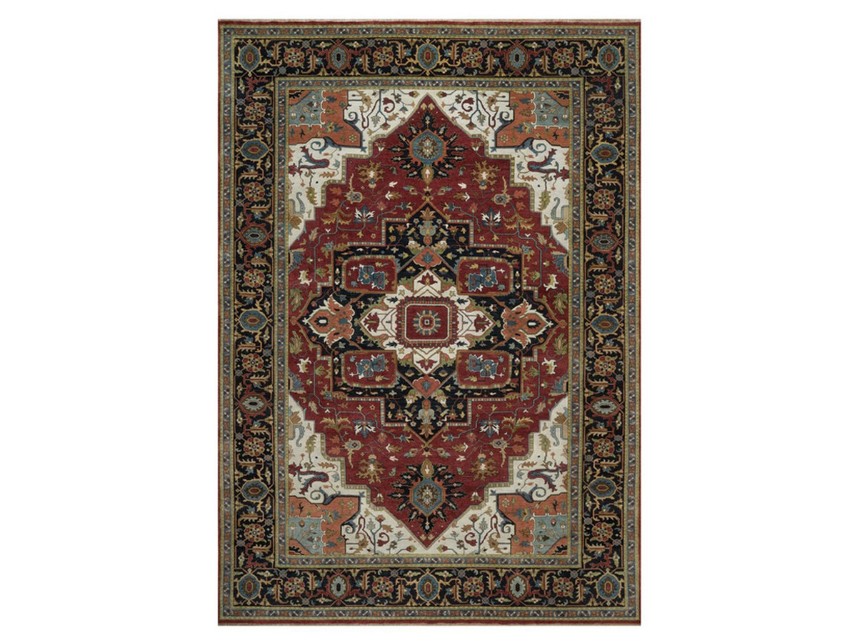 Heriz Heriz hand-knotted wool rug in Red & Midnight Blue, 10'1" x 14'5" — SKU O092022