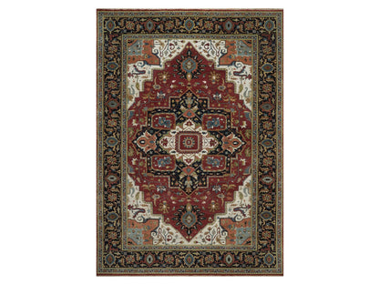 Heriz Heriz hand-knotted wool rug in Red & Midnight Blue, 10'1" x 14'5" — SKU O092022