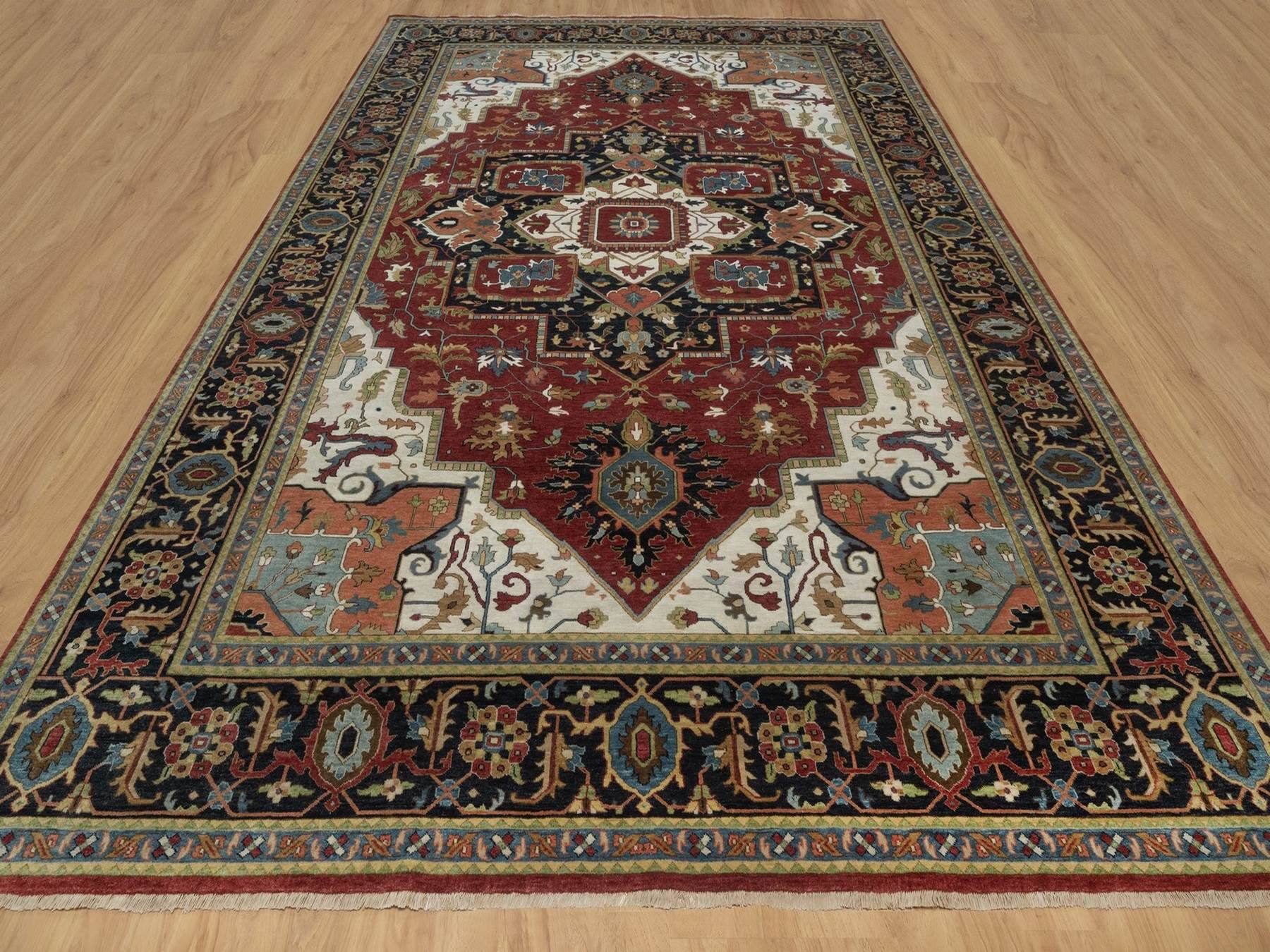 Red 10'1" x 14'5" Heriz Hand knotted Wool Rug - Sku: O092022