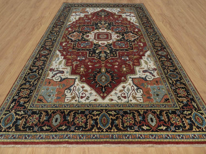 Heriz Heriz hand-knotted wool rug in Red & Midnight Blue, 10'1" x 14'5" — SKU O092022 (view 2)