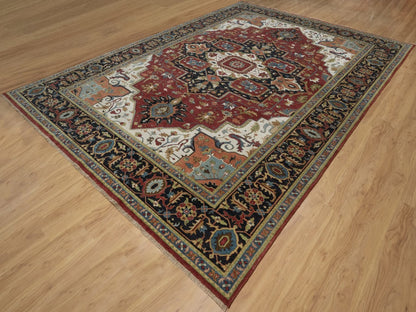 Heriz Heriz hand-knotted wool rug in Red & Midnight Blue, 10'1" x 14'5" — SKU O092022 (view 3)