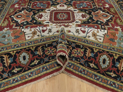 Heriz Heriz hand-knotted wool rug in Red & Midnight Blue, 10'1" x 14'5" — SKU O092022 (view 5)
