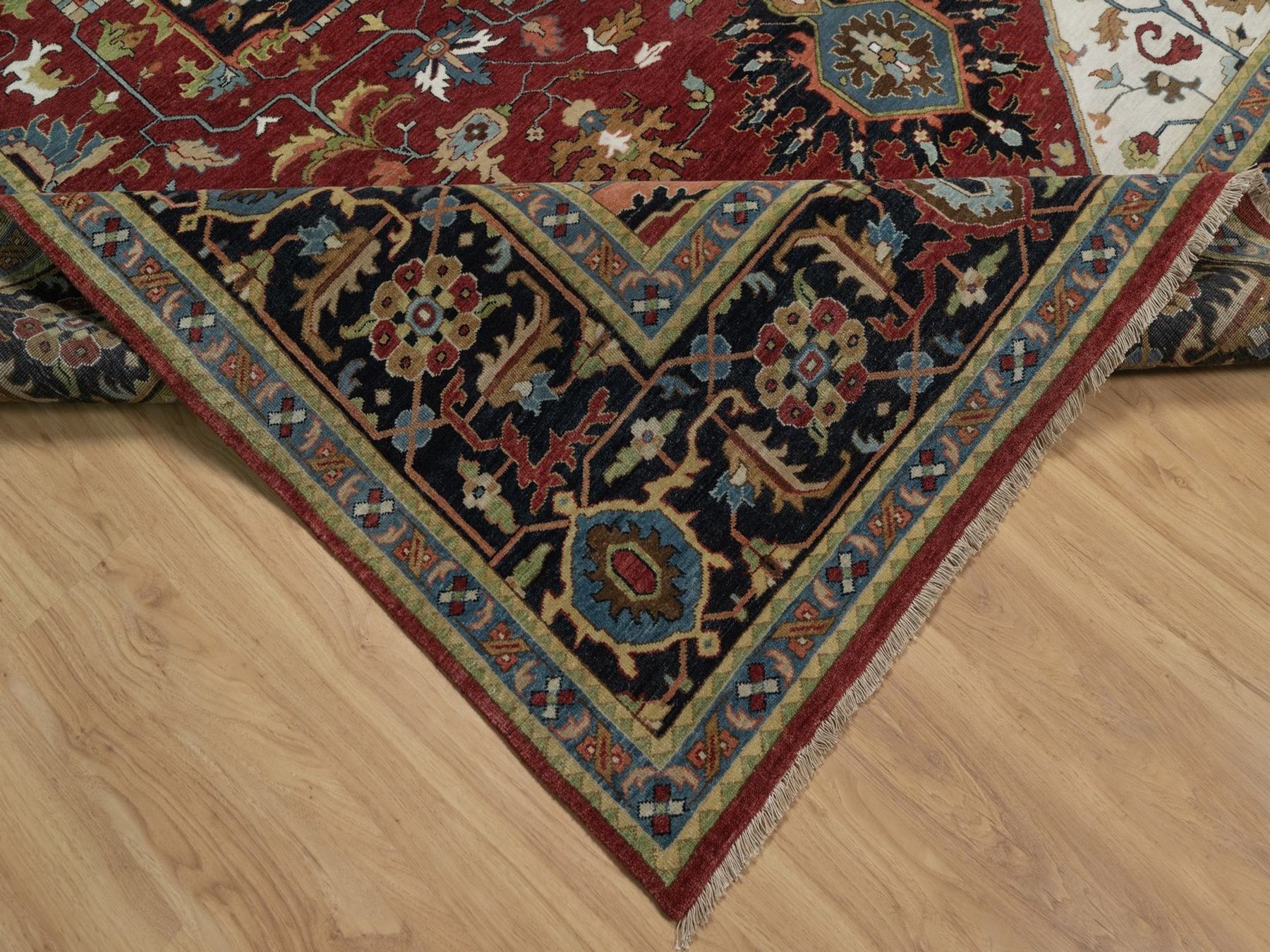 Heriz Heriz hand-knotted wool rug in Red & Midnight Blue, 10'1" x 14'5" — SKU O092022 (view 6)