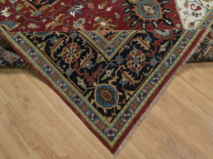 Heriz Heriz hand-knotted wool rug in Red & Midnight Blue, 10'1" x 14'5" — SKU O092022 (view 6)
